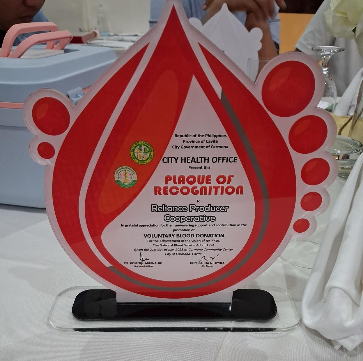 RPC Honored by LGU for Exemplary Blood Donation Efforts